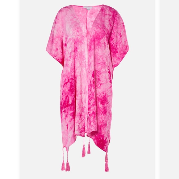 NWT JustFab Tie Dye Kimono in Pink Size Medium - Picture 3 of 4